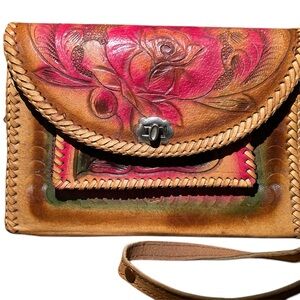 Handcrafted Floral Leather Shoulder Bag